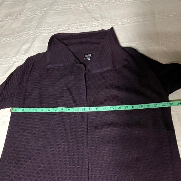 Eileen Fisher Open Cardigan Sweater Purple Silk Tussah Herringbone Knit P Medium - Picture 9 of 10